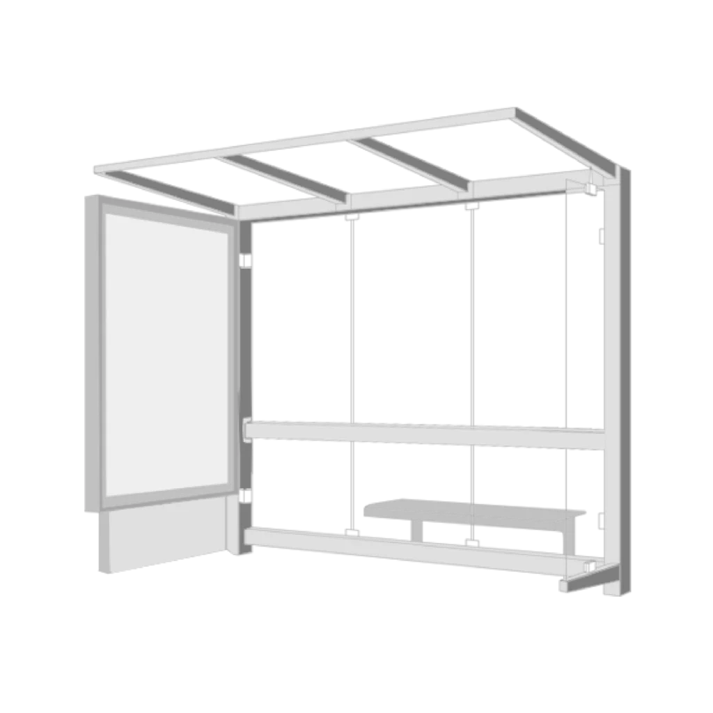 Mobilier urbain Kikaffich – Abri bus et panneau d'affichage en situation